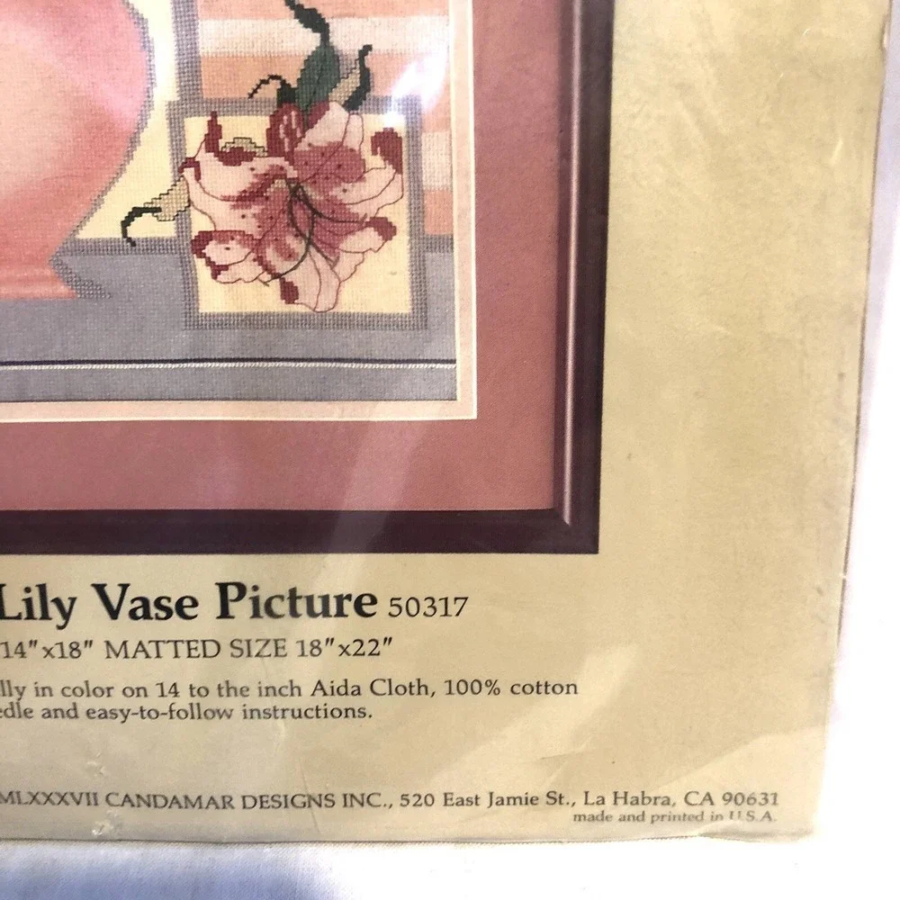 Vintage Something Special DECO TIGER LILY VASE PICTURE Counted Cross Stitch 1987